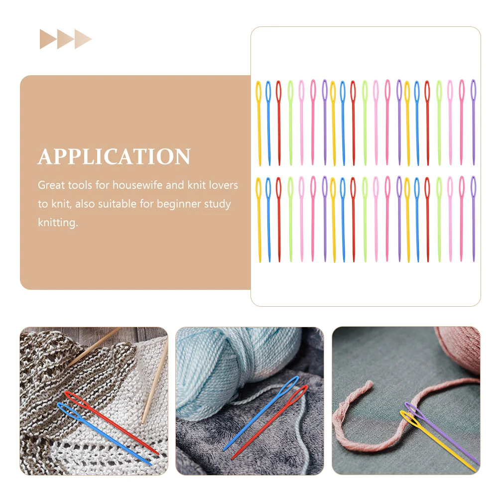 

1000pcs Sweater Diy Colorful Yarn Needles Handmade Craft Tool Plastic Sewing Needles Smooth Safety Design Durable Sweater Scarf