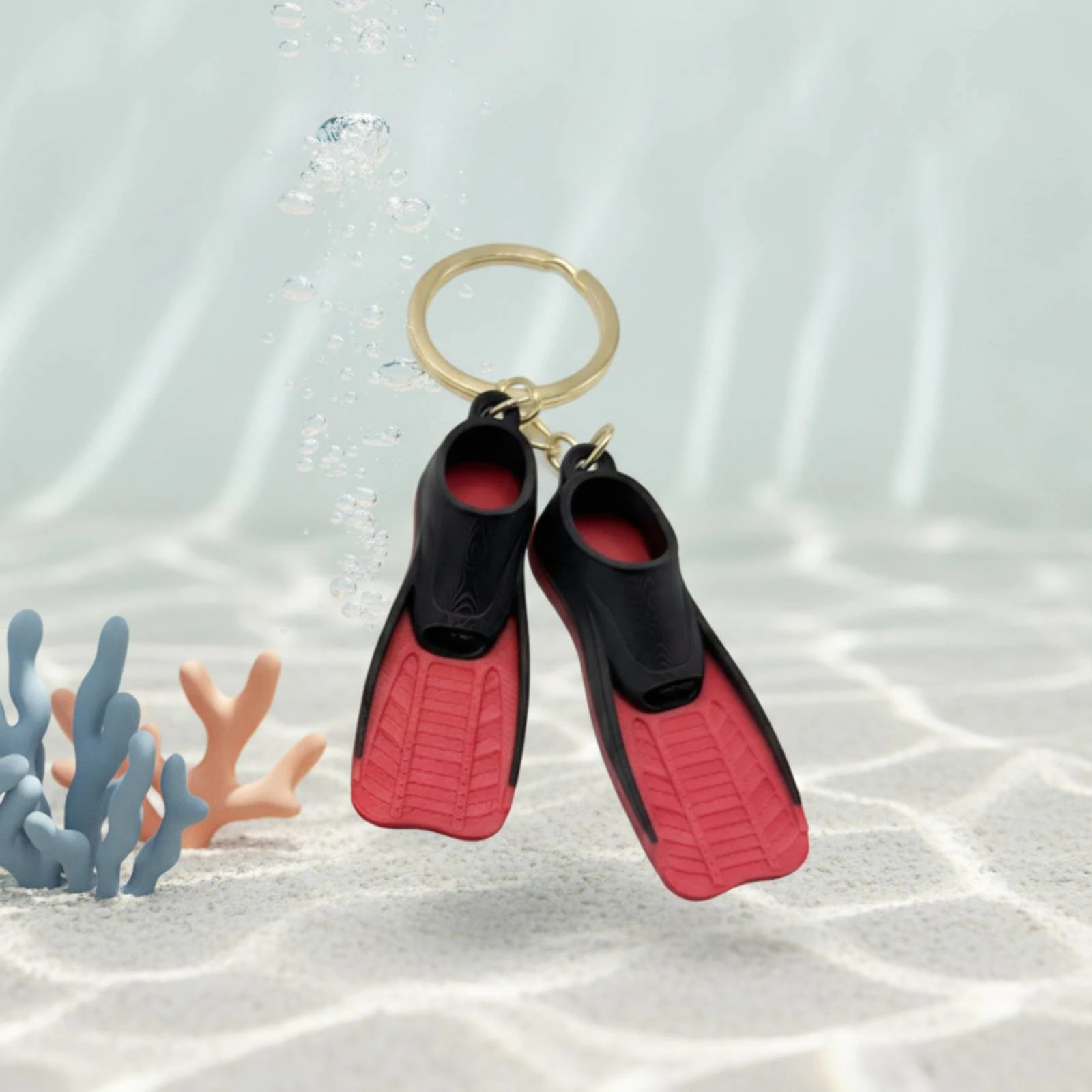 Diving Fins Keychain Textured Mini Swim Fin Key Chain Swim Flippers Key Loop Cute Keychain with Mini Fins Compact for Divers