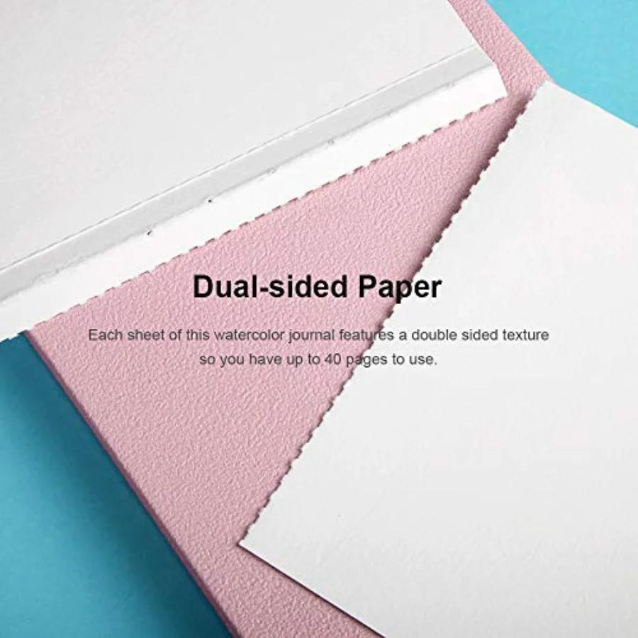 Watercolor Journal, 100% Cotton 140 lb 300 GSM Hot Pressed Watercolor Paper, 20 Sheets Sized 3.8'' x 5.2'' Travel Art Journal f