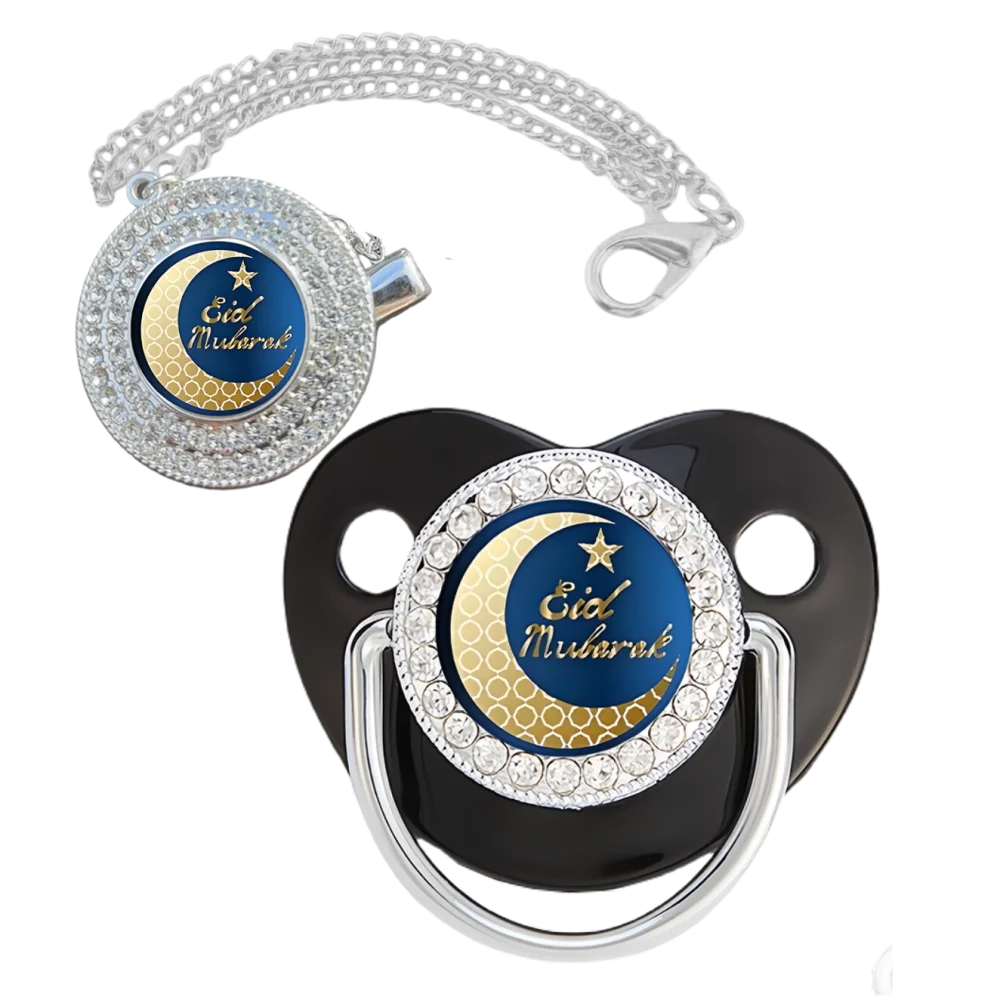 Set ciuccio di lusso per bambini musulmani per ragazzi e ragazze Ciucci con catena di zirconi scintillanti Regalo per il bagnetto del bambino senza BPA Chupeter 0-8M