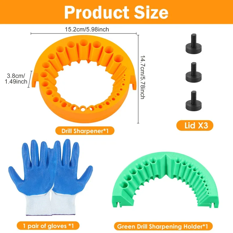 

Efficient sharpening angle grinder with screws and gloves, 2 practical drill bit grinders accessories
