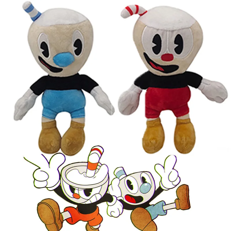 25cm Cartoon Cuphead Plush Toys Mugman Game Dolls The Chalice Soft Stuffed Plushie Puphead Pillow Kid Christmas Birthday Gifts