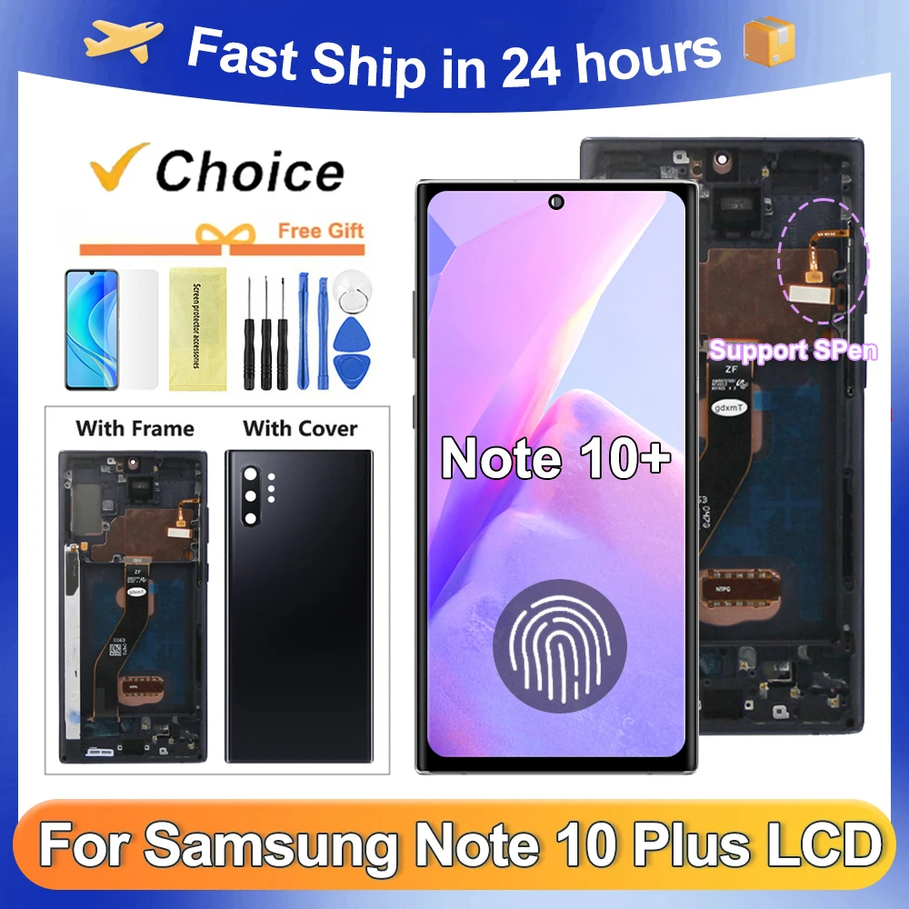 Note 10 Plus Screen Replacement AMOLED For Samsung Note10+ LCD Display N975F N975 N975W Touch Digitizer With Frame