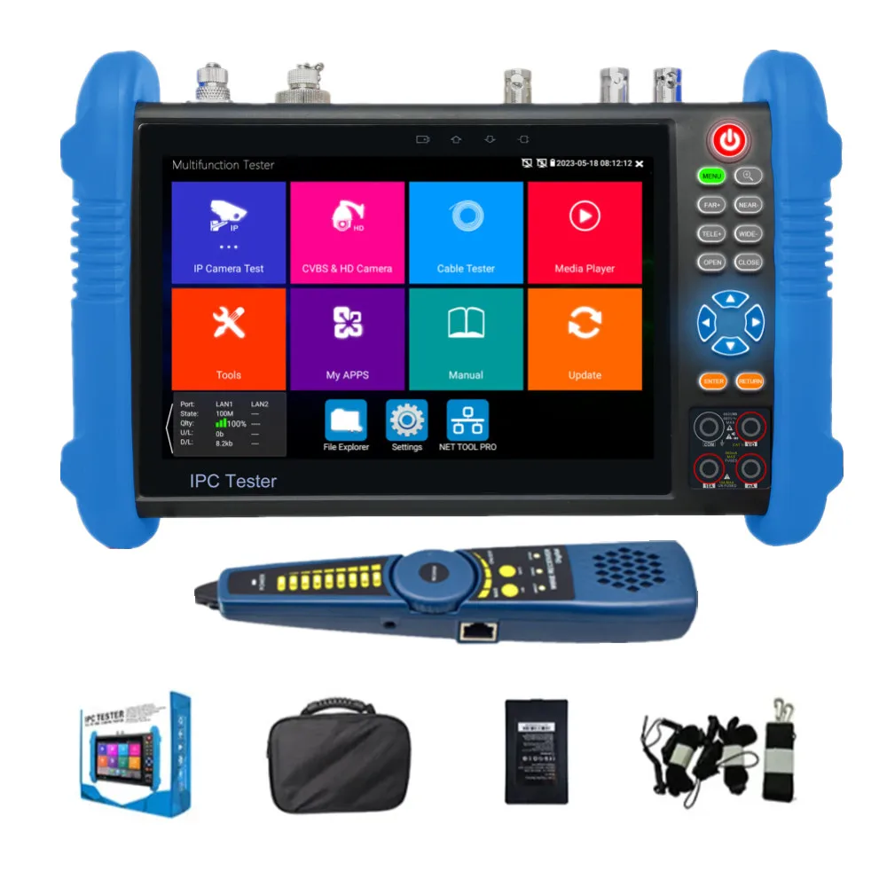 8MP CCTV Camera Tester Monitor AHD TVI CVI CVBS 8K IPC Troubleshooting Tool Kit with RJ45 UTP for Installation And Testing