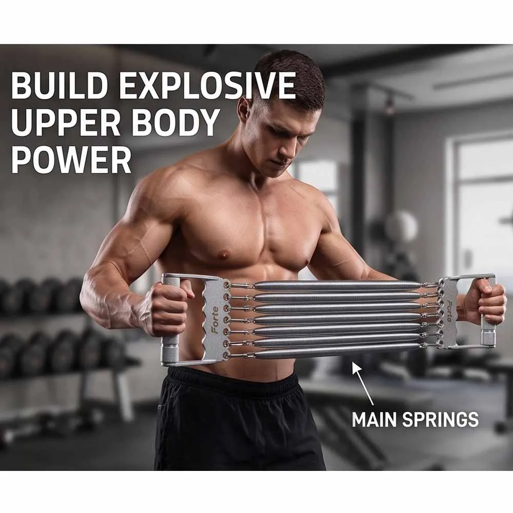 Metal Spring Chest Expander 30‑105KG Adjustable Pull Rotatable Handle Arm Strength Trainer With Extra Replacement Springs