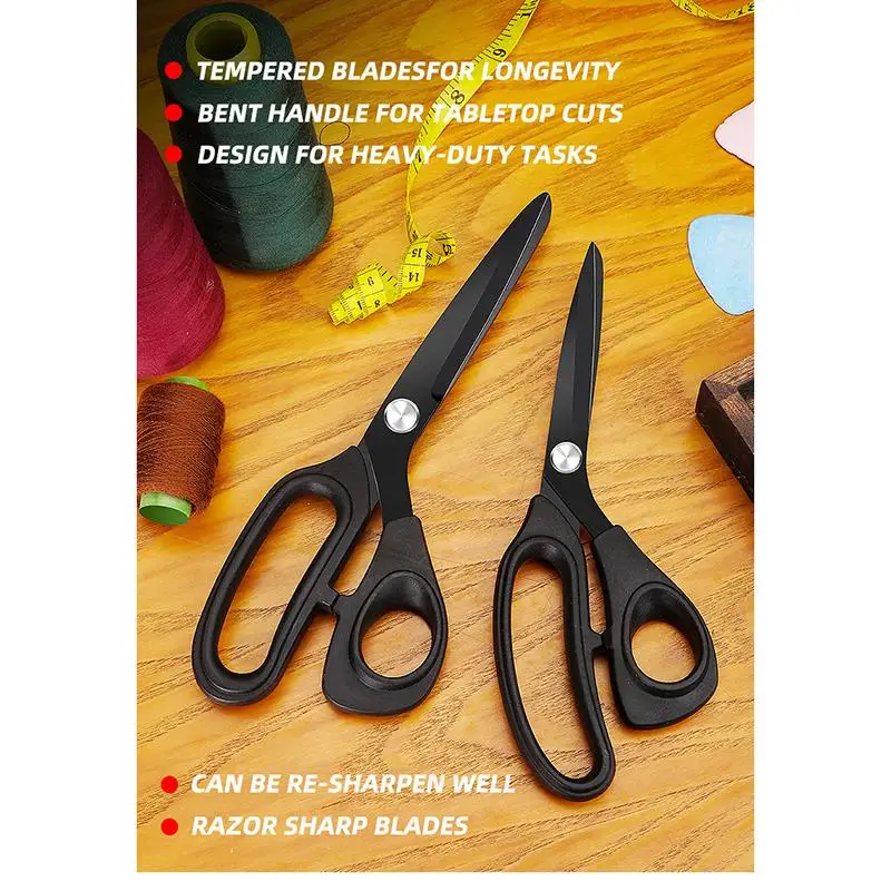 Black Gray Stainless Steel Tailor'S Scissors For Fabric Needlework Sewing Embroidery Scissor Garment Cutting Tool Shears