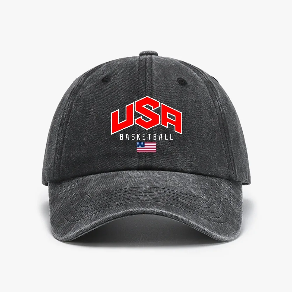 

USA Basketballer Printed Street Casual Baseball Cap Adjustable Dad Hat Unisex Distressed Washed hats