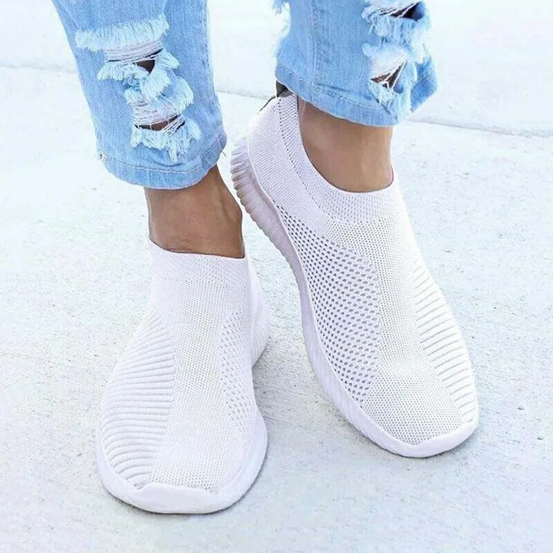 Zapatillas de deporte a la moda para Mujer, zapatos informales de plataforma plana, calcetín grueso, sin cordones