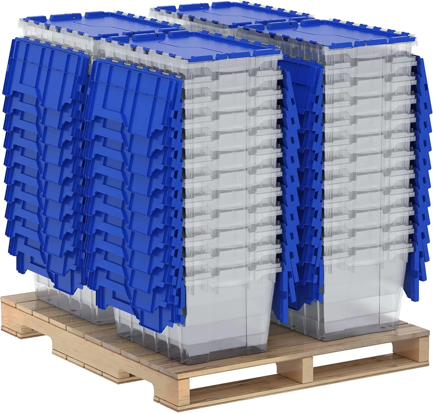 

12 Gallon KeepBox with Hinged Attached Lid, 21-1/2 Inch x 15-Inch x 12-1/2 Inch, Clear/Blue, Pallet of 48