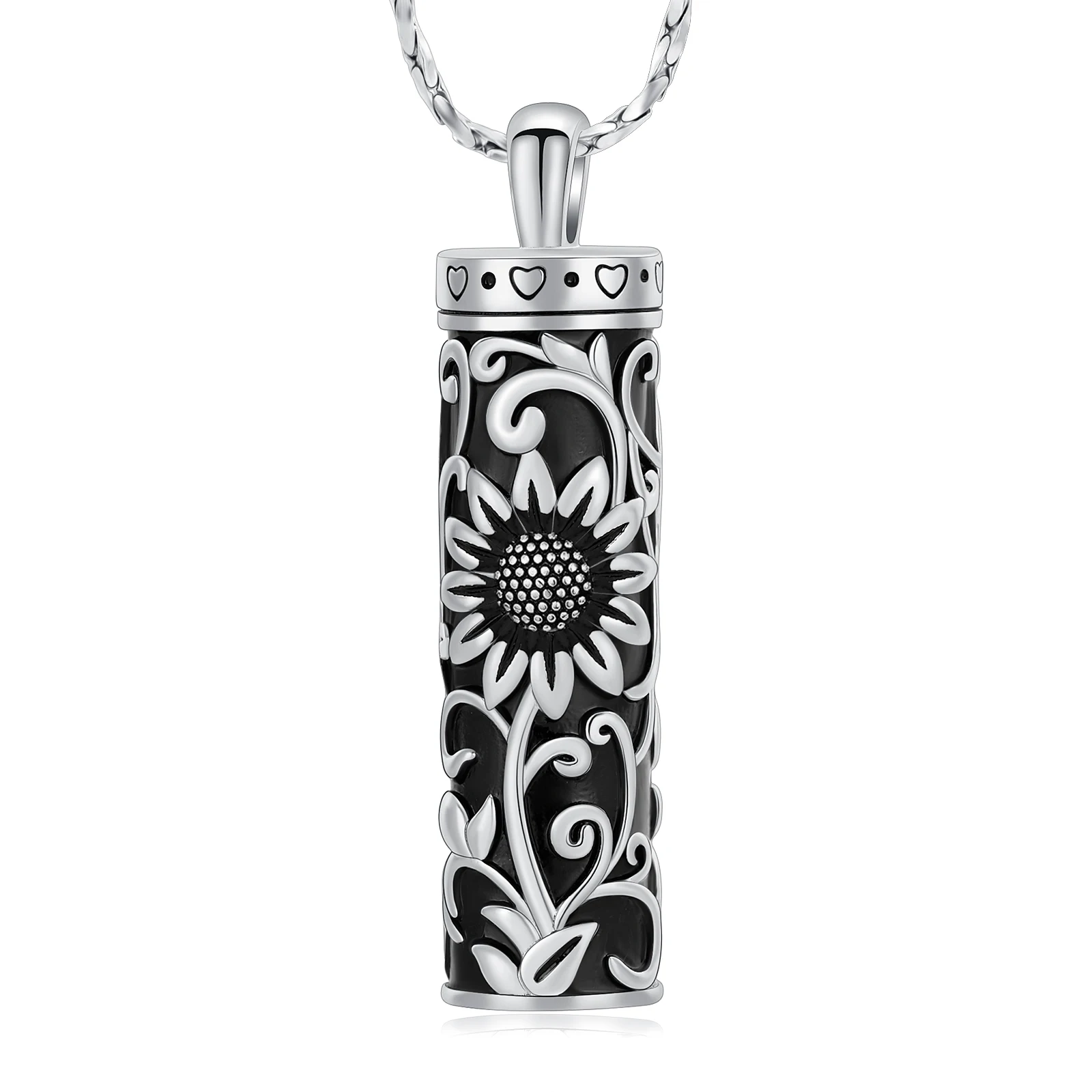 

Sunflower Cylinder Cremation Jewelry Urn Ashes Necklace for Women Men Memorial Ashes Holder Keepsake Necklace of Loved One