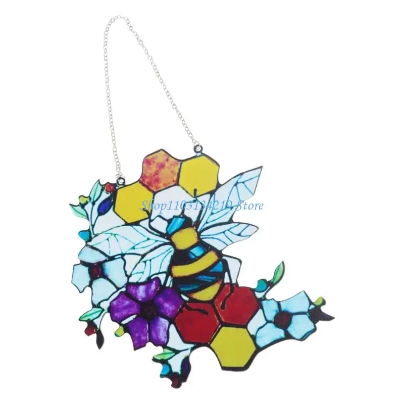 N5KC Flowers for Bumblebee Ornament Pendant Wall Decoration Hanging Craft Wind Spinner Bedroom Wall Art Handcrafted