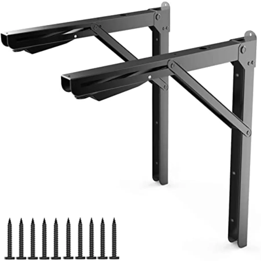 

24 Folding Shelf Brackets Heavy Duty Shelf Bracket Wall Mounted Triangle Hinges for Shelves Collapsible Table Brackets Workbenc