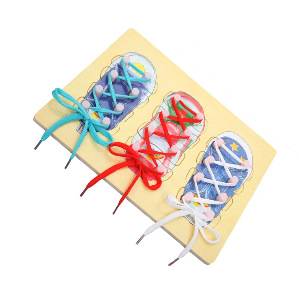 Jouet de panneau de lacet pour enfants en bas âge, chaussures d'apprentissage en bois, pratique des motricité Fine éducative préscolaire