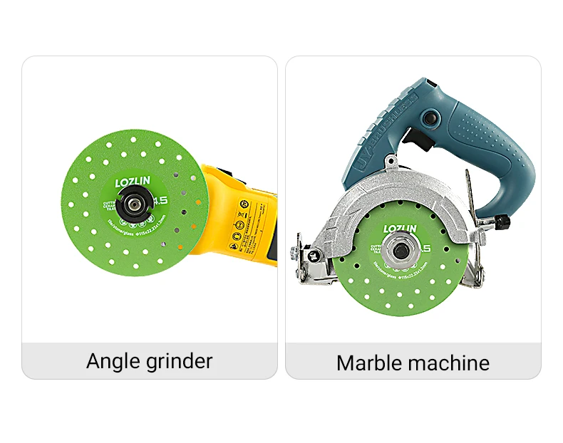 LOZLIN Gelötetes Diamantsägeblatt 115mm Schneiden und Schleifen Doppelnutzung für Marmor Keramik Glas Steinplatten Winkelschleifer-Werkzeuge – Detail 7
