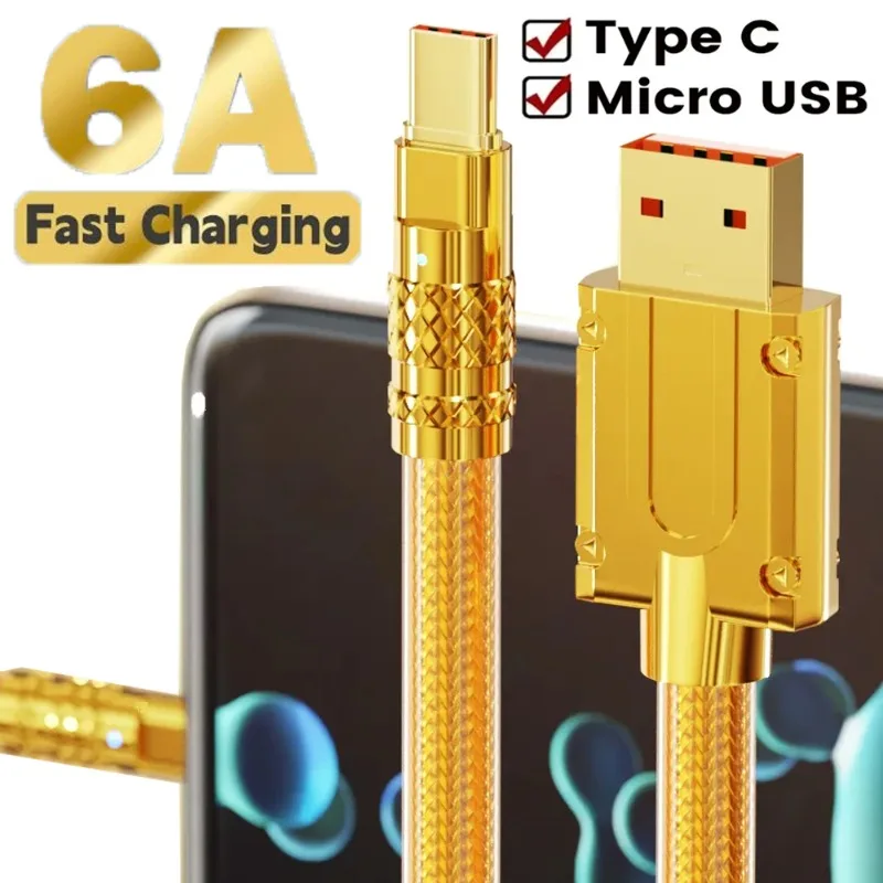 Zinc Alloy USB Type C Cable Fast Charge Data Cable for Samsung Xiaomi K60 Huawei Micro USB Power Bank Charge Cord 2/1.5/1M