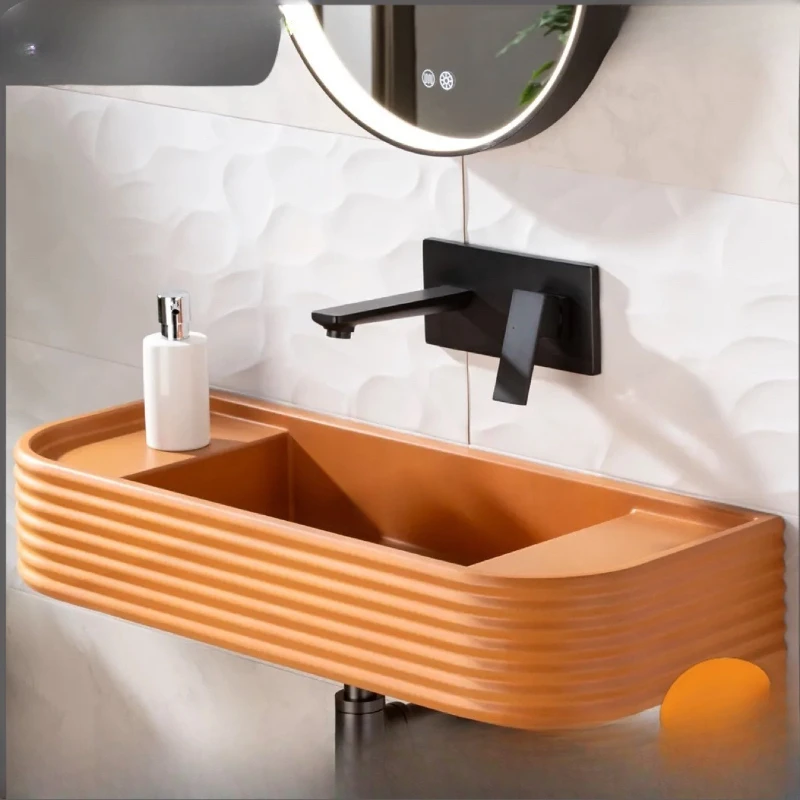 

One-piece new artificial stone face wash basin wall-mounted wash basin