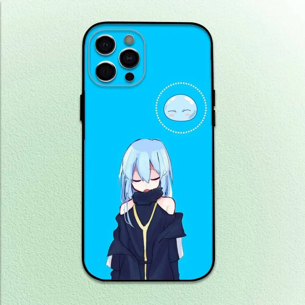 حافظة هاتف S-Slime R-Rimuru لهاتف iPhone17,16,15,14,13,12,11 Plus,Pro Max غطاء أسود ناعم