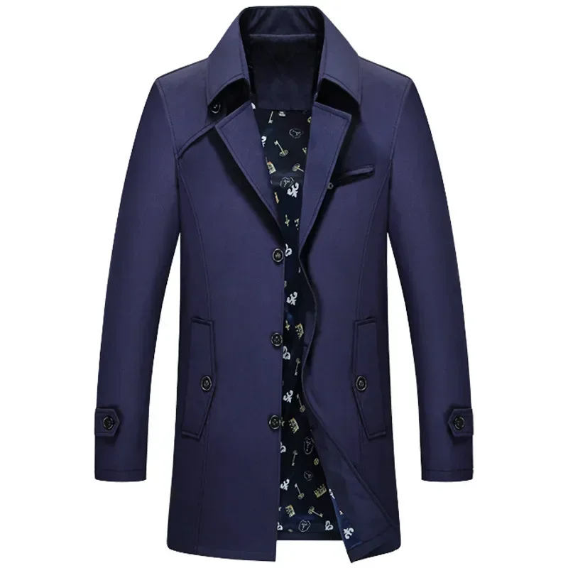 LIBIELIY Men's Spring And Autumn New Fashion Lapel Casual Trench Coat, Korean Version Of Medium And Long Business Single-breast