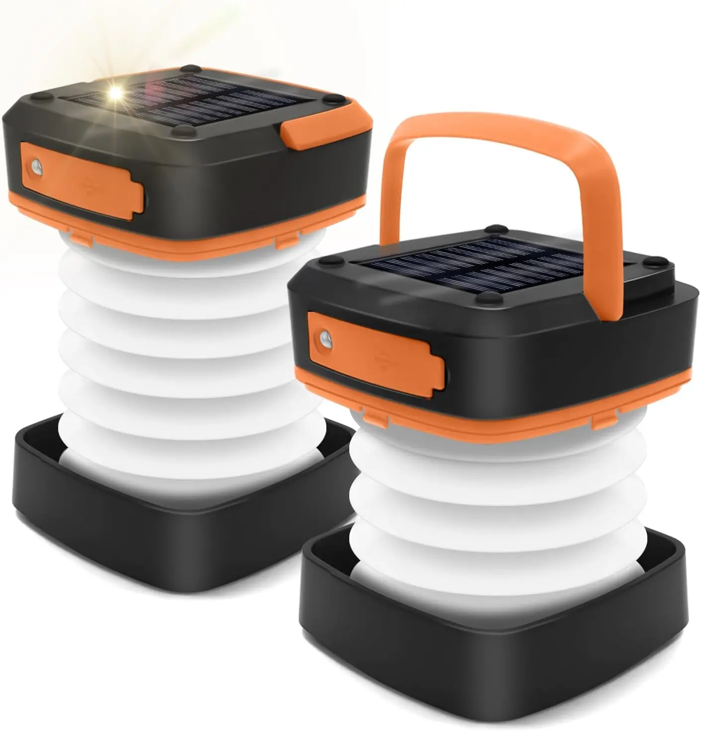 

2-Pack Folding Solar Lanterns, Mini USB Rechargeable Waterproof Camping Lights for Outdoor Indoor Use