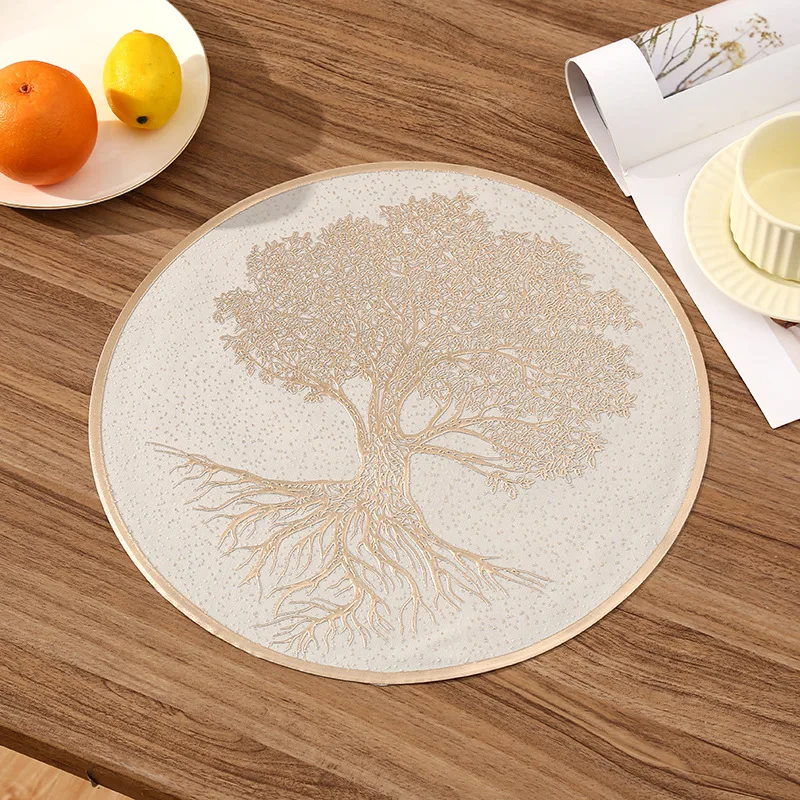 Cross-Border French roundPVCPlacemat Coffee Heat Proof Mat Light Luxury Restaurant Heat Proof Mat Anti-Scald Premium Western-Sty