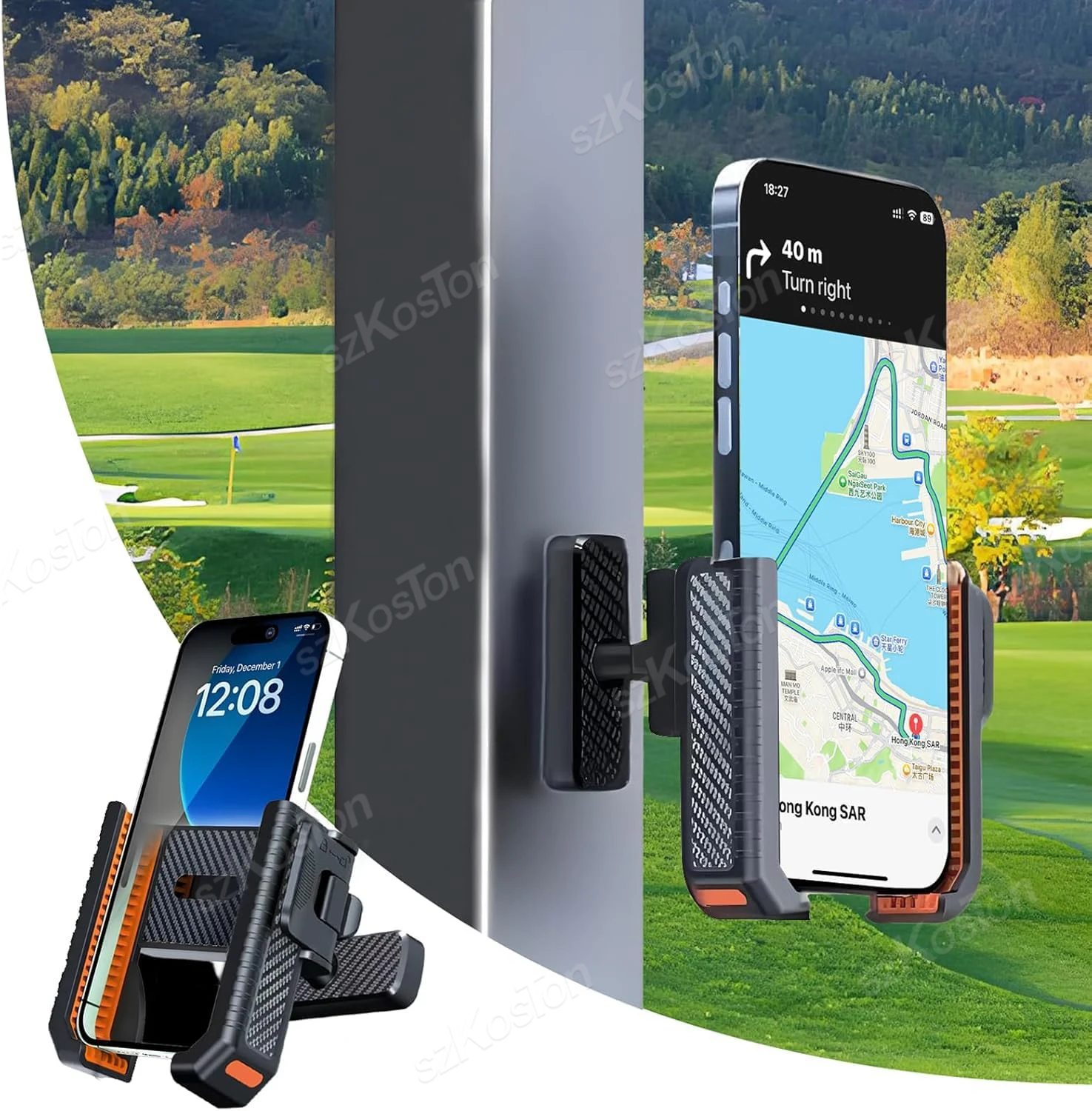 

Держатель для телефона на гольф-карте, совместимый с iPhone, Samsung и всеми смартфонами 4,5-7 дюймов, магнитное крепление для записи тренировок в спортзале