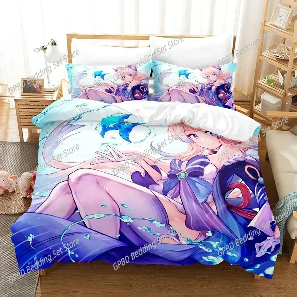 Genshin Impact Sangonomiya Kokomi 3D Bedding Set Duvet Cover Pillowcases Single Twin Full Queen King Size Home Decor Quilt Boys