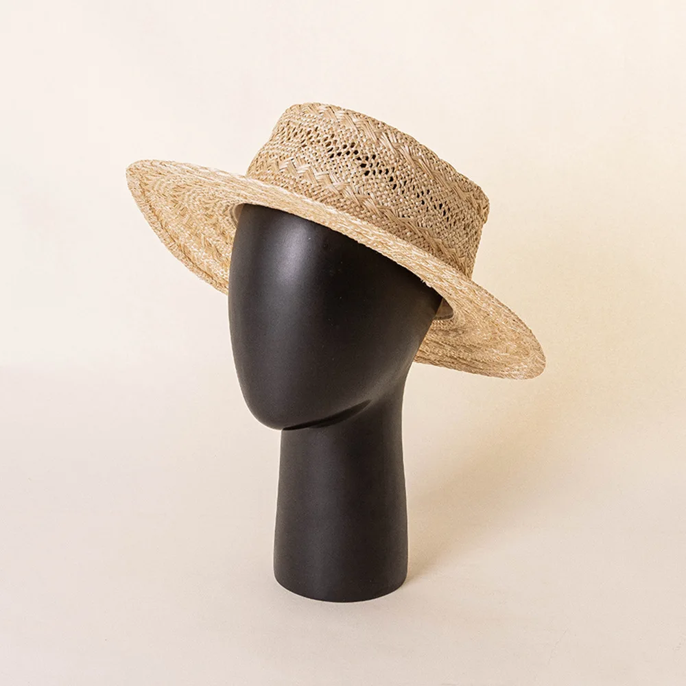 

USPOP Spring/Summer New Fashion Simple Handwoven Hollow Design Flax Straw Fedora Hat Summer Beach Sun Hat