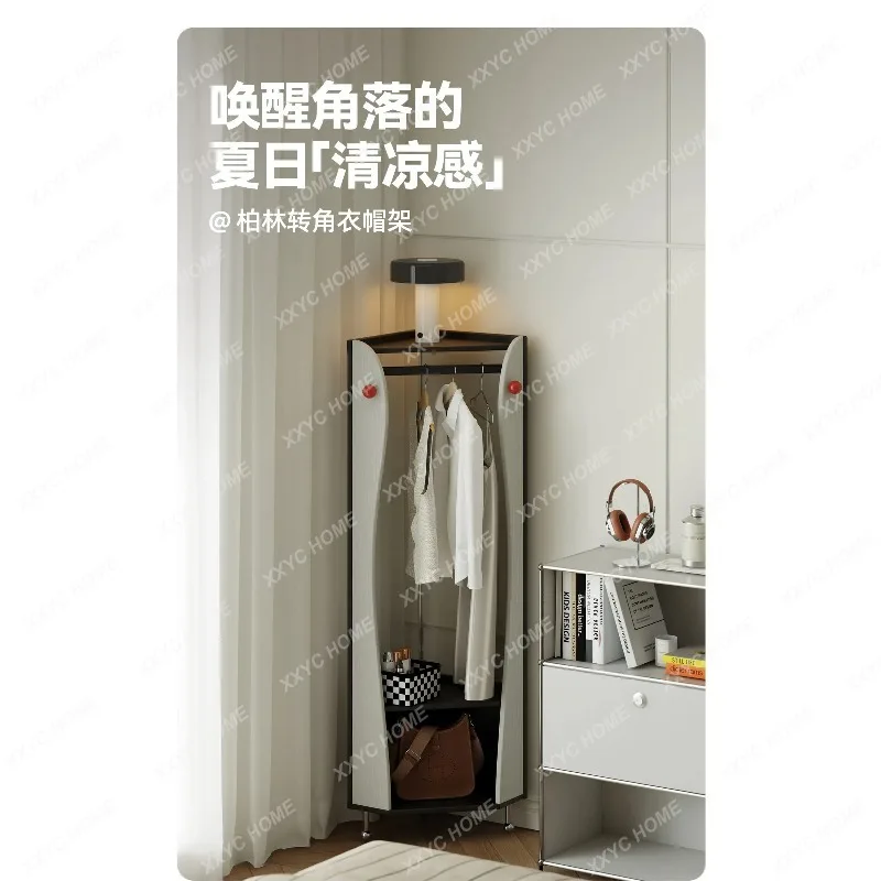 XX Solid Wood Corner Coat Rack Free Standing Floor Clothes Hanger For Bedroom Entryway Small Space Storage