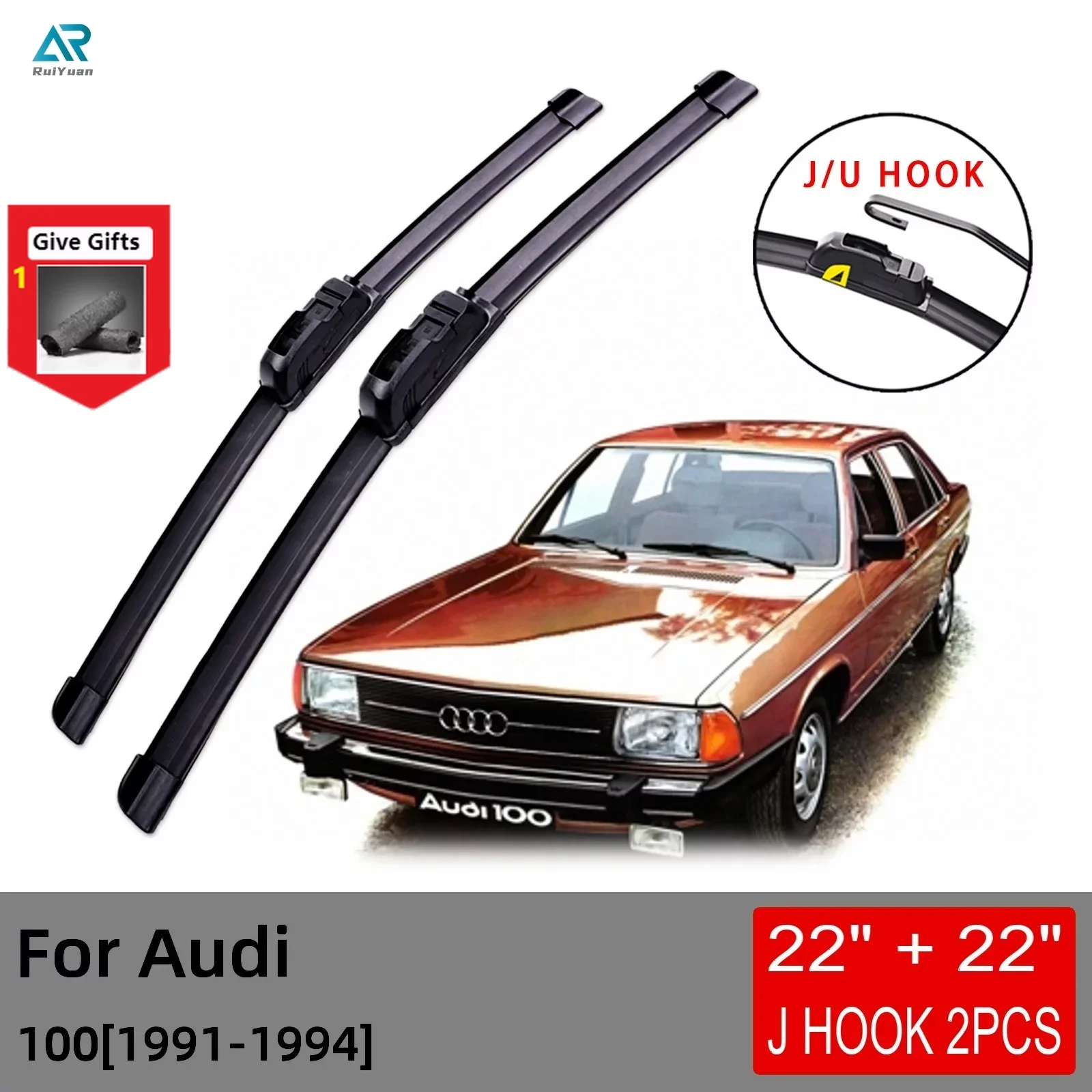 

For Audi Audi 100 1991 1992 1993 1994 Front Wiper Blades Brushes Cutter Accessories U J Hook Accessories for Vehicles