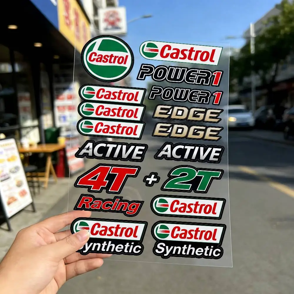 FOR CASTROL Long Lasting Waterproof Reflective Sticker Scratch Conceal Fit Motorcycle Car Helmet Fridge Water Cup Decals