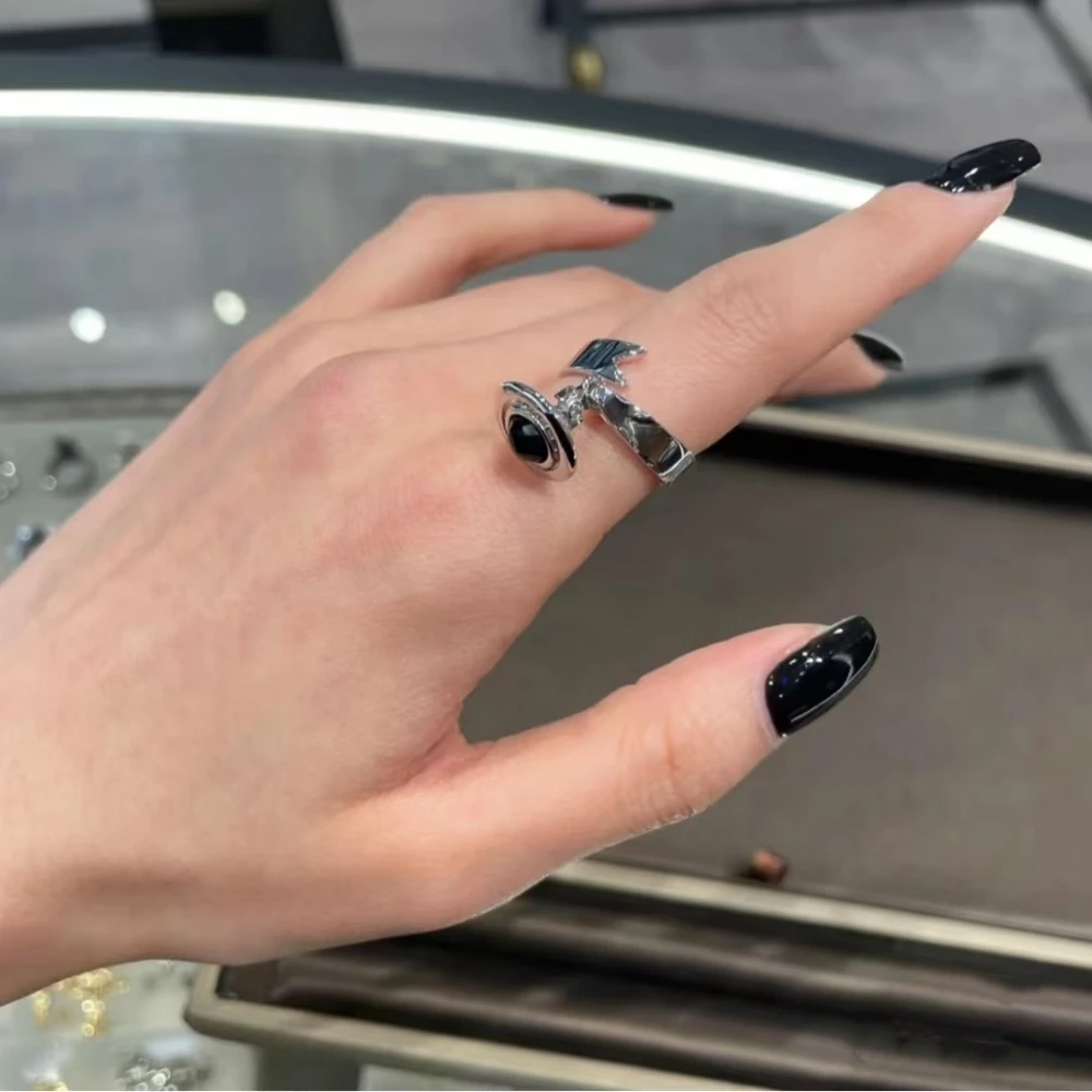 2025 جديد S925 خاتم زحل ثلاثي الأبعاد من الفضة النقية مع نمط الشرير الأوروبي والأمريكي #4