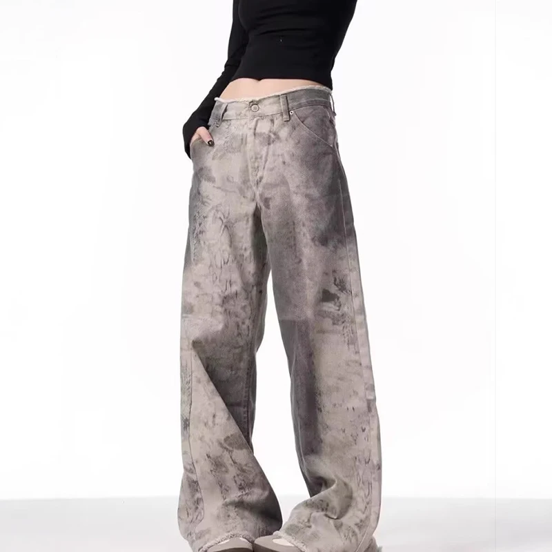 WTHT Mode Herren Tie-Dye Do Old Loose Casual Denim Hosen Vintage American Style High-Waist Jeans Männlich 2025, Sommer 2A1113