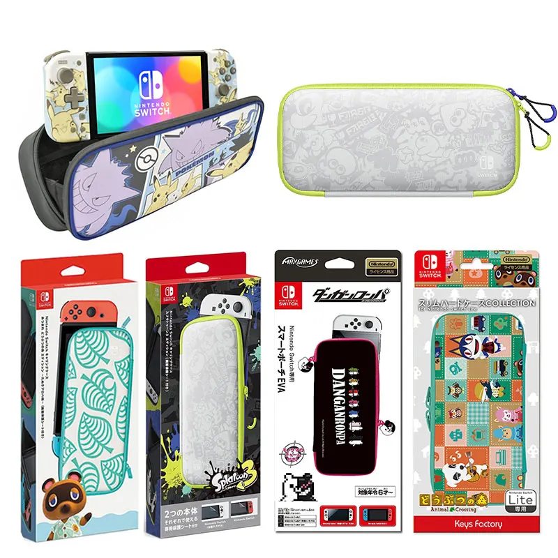 Nintendo Switch Carrying Case & Screen Protector New Horizons Aloha Edition, Splatoon 3 Special Edition,Pikachu & Gengar Mimikyu