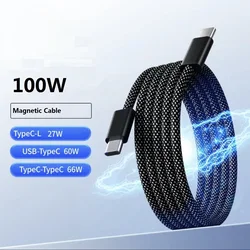 Magnetic 100W USB C To Type C Fast Charger Cable for iPhone 15 Xiaomi USB A To Type C Data Charging Wire for MacBook Samsung LG