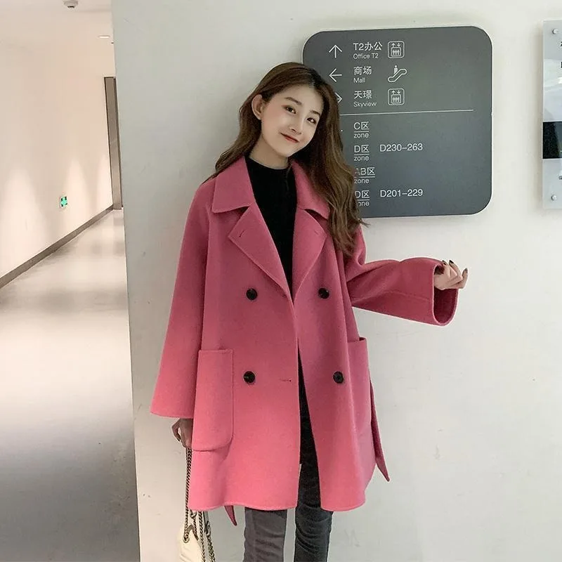 

Small Fragrant Wind Woolen Coat Women 2024 Spring Autumn New Fashion Korean Version of Long Loose Woolen Trend Women's Clothing