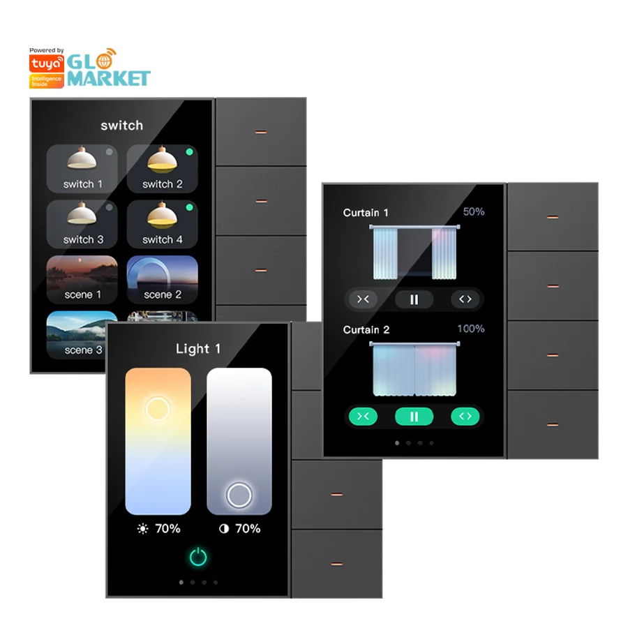 

Smartier 3,5-дюймовый многофункциональный 4-канальный релейный переключатель, панель управления приложением для штор, диммер, переключатель сцены TUYA, умный дом