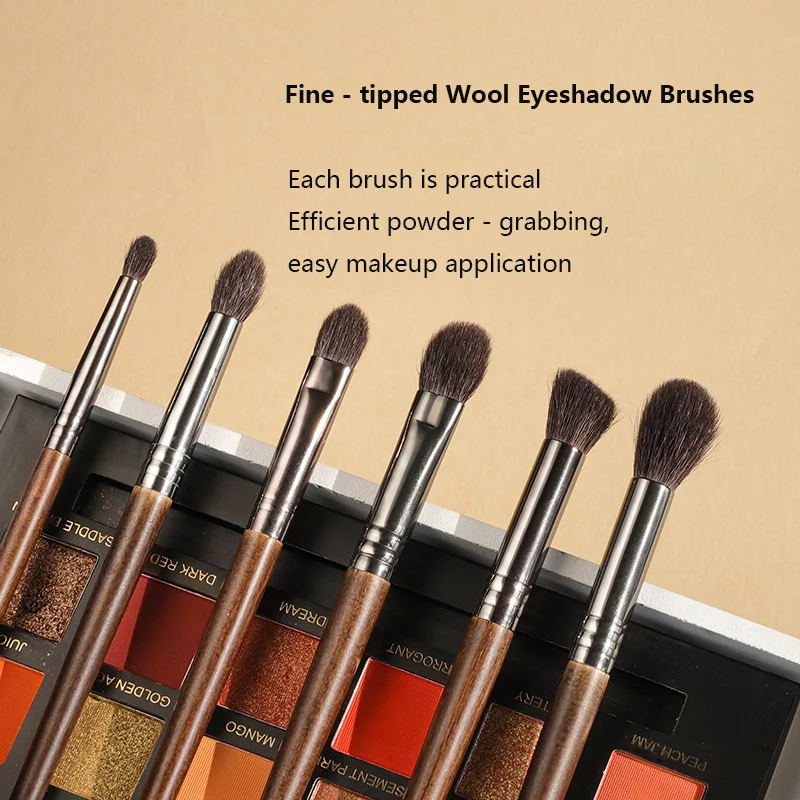 6 ชิ้น Super Soft Goat Hair Eye ชุดแปรงแต่งหน้า, ด้ามไม้ Precision แปรงอายแชโดว์สําหรับผู้เริ่มต้นเครื่องมือเครื่องสําอางแบบพกพา