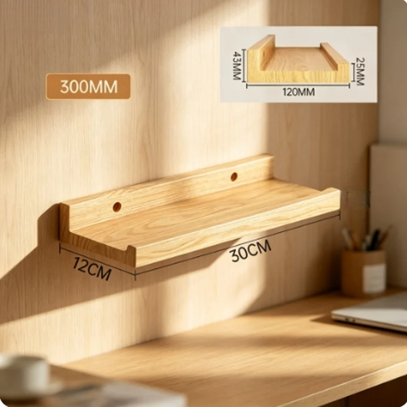 U-shaped Wooden Floating Shelf Wall Mounted Display Rack Storage Organizer for Living Room Bathroom Kitchen