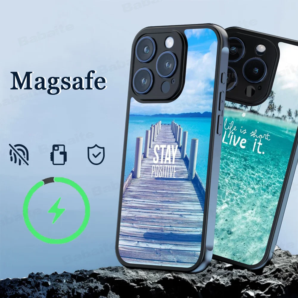 Mountain Sea Beach Reise-Handyhülle Magesafe magnetische kabellose Ladehülle für iPhone 16 11 12 13 14 15 Pro Max Plus Mini