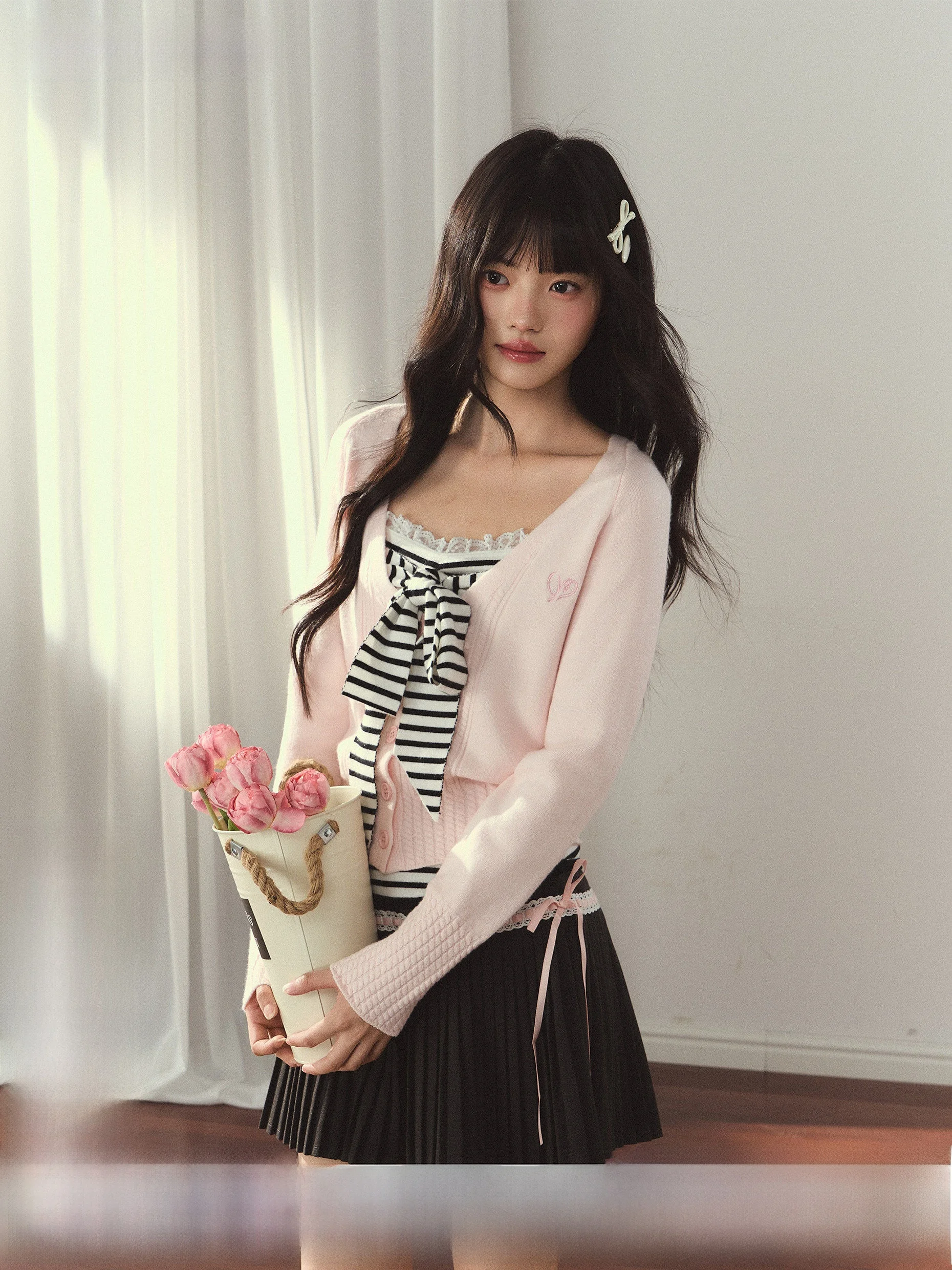 

Свитер-кардиган Sweet Umoumo вязаный, приталенный, с низким V-образным вырезом, повседневная одежда для женщин и девушек, средней длины