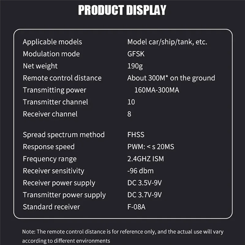 

A30F-CT-8B 8CH Transmitter Remote Controller 2.4Ghz Radio&F-08A Receiver For RC Model Car Boat Drone Quadcopter Accessories