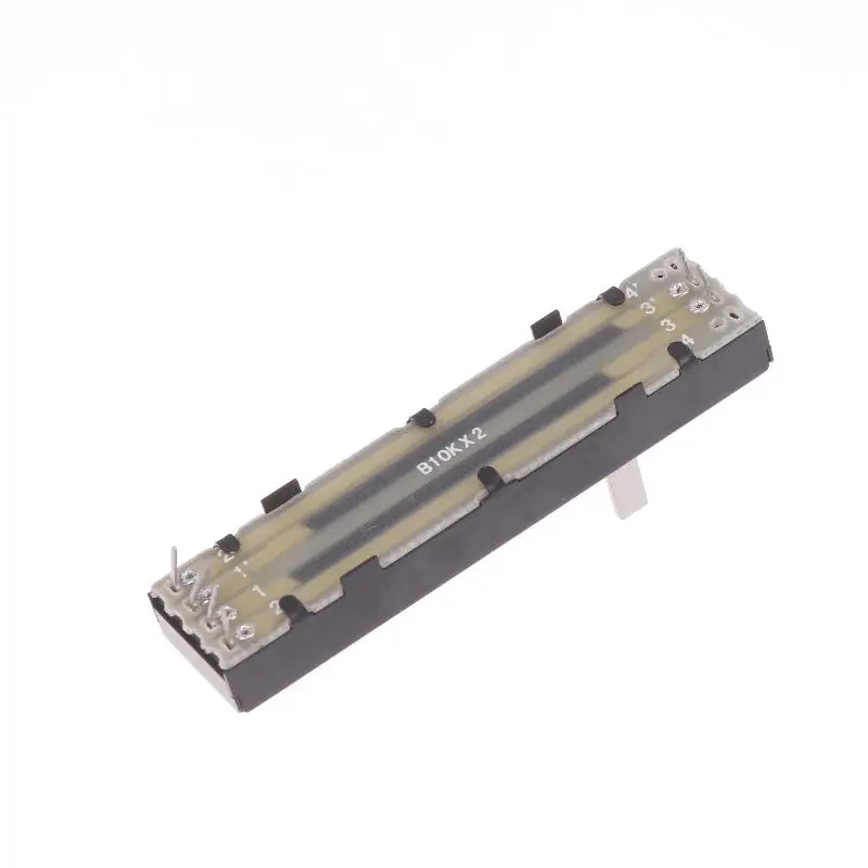 73mm Straight Slide Potentiometer B10KX2 15mm Shaft Dual Channel High Precision For Audio Mixer Amplifier DIY Audio Equipment