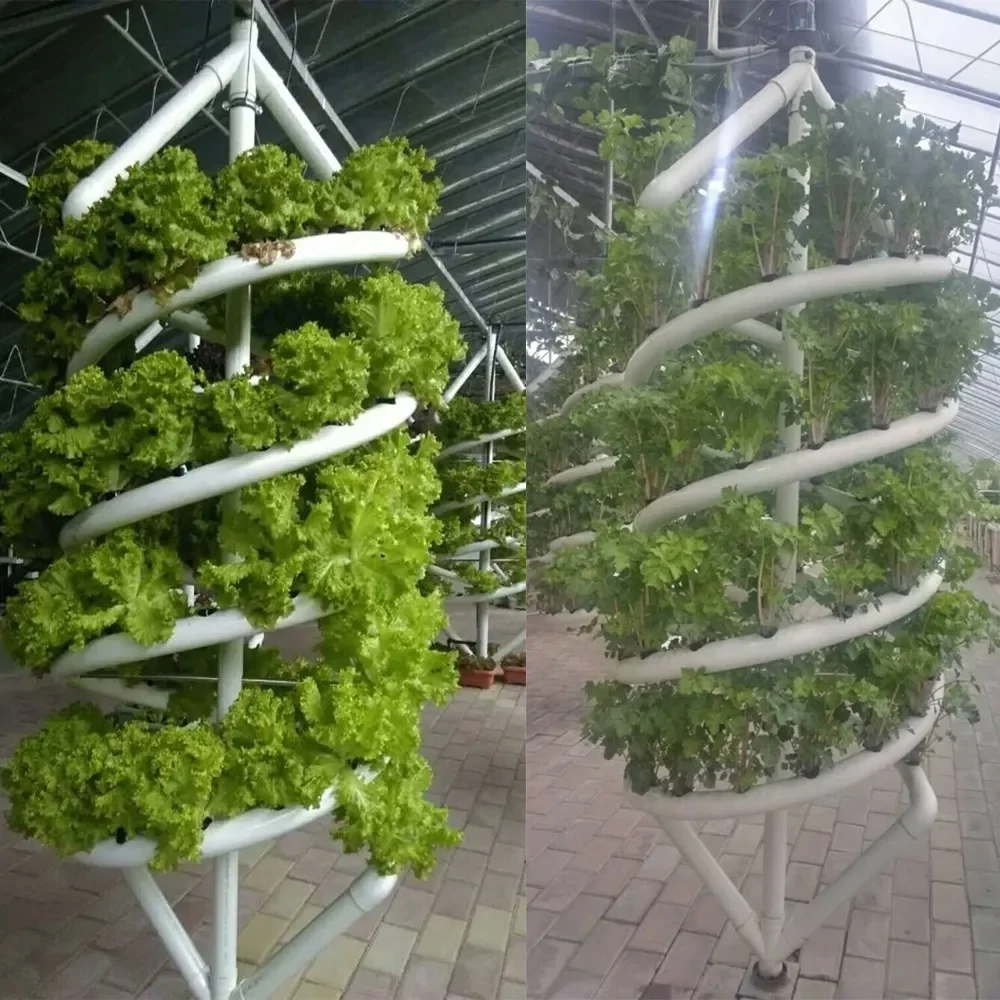 Spiral pipeline NFT soilless culture hydroponic planting system Spiral planting system