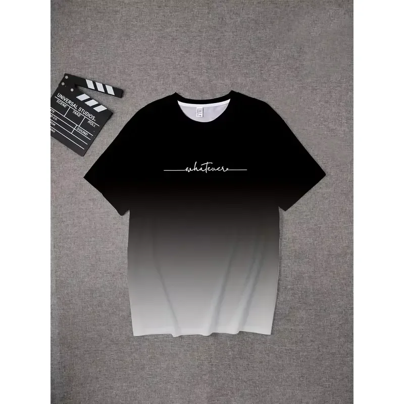 3D Digital Print 2026 New Men T Shirt Cotton High Quality Short Sleeve Casual Black Grey Top Tee Summer Basic Solid Color
