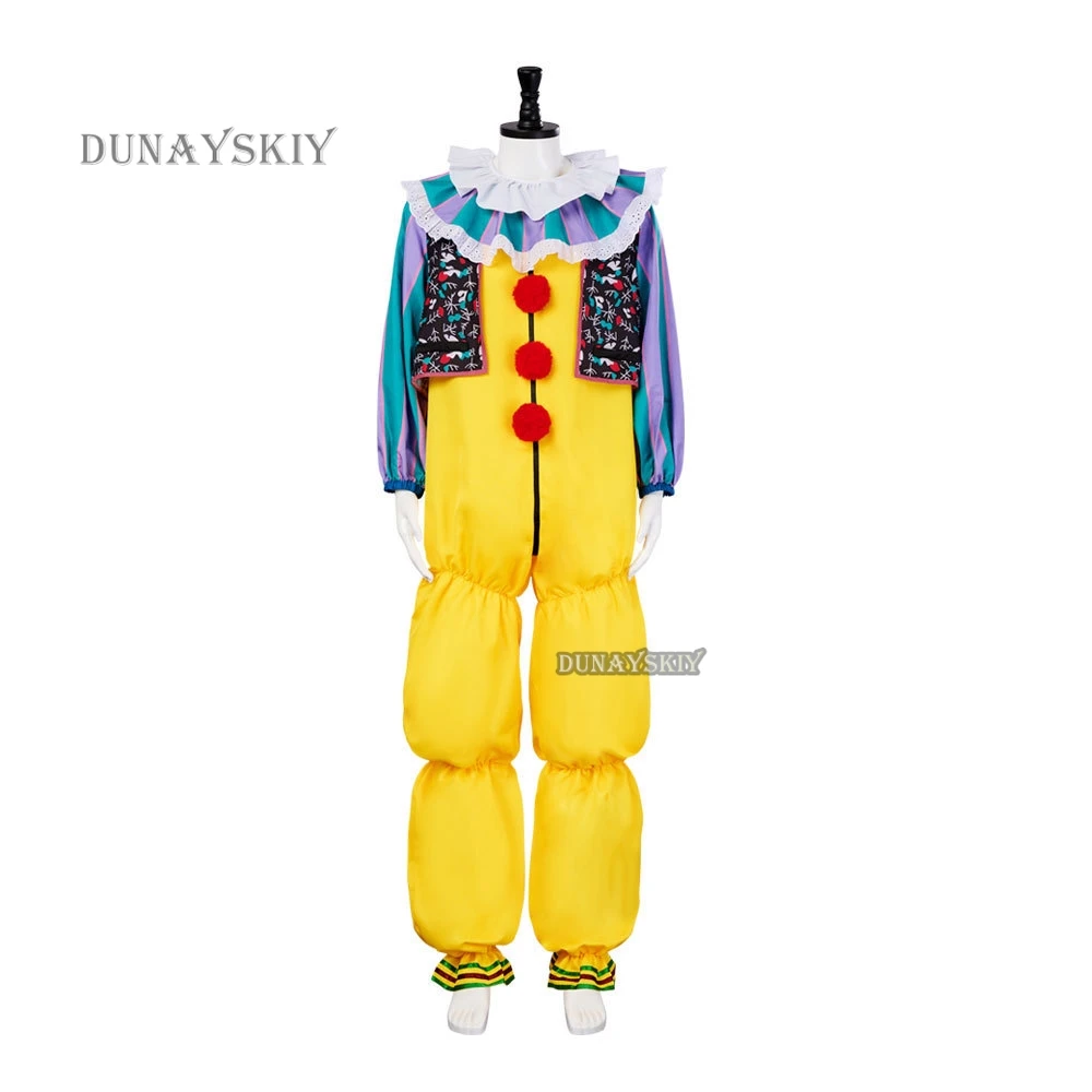Stephenn It Pennywise Costume cosplay del re Pagliaccio Yellowe Joker Evil Horror Terrore Cappotto di Halloween Capispalla Vestito operato