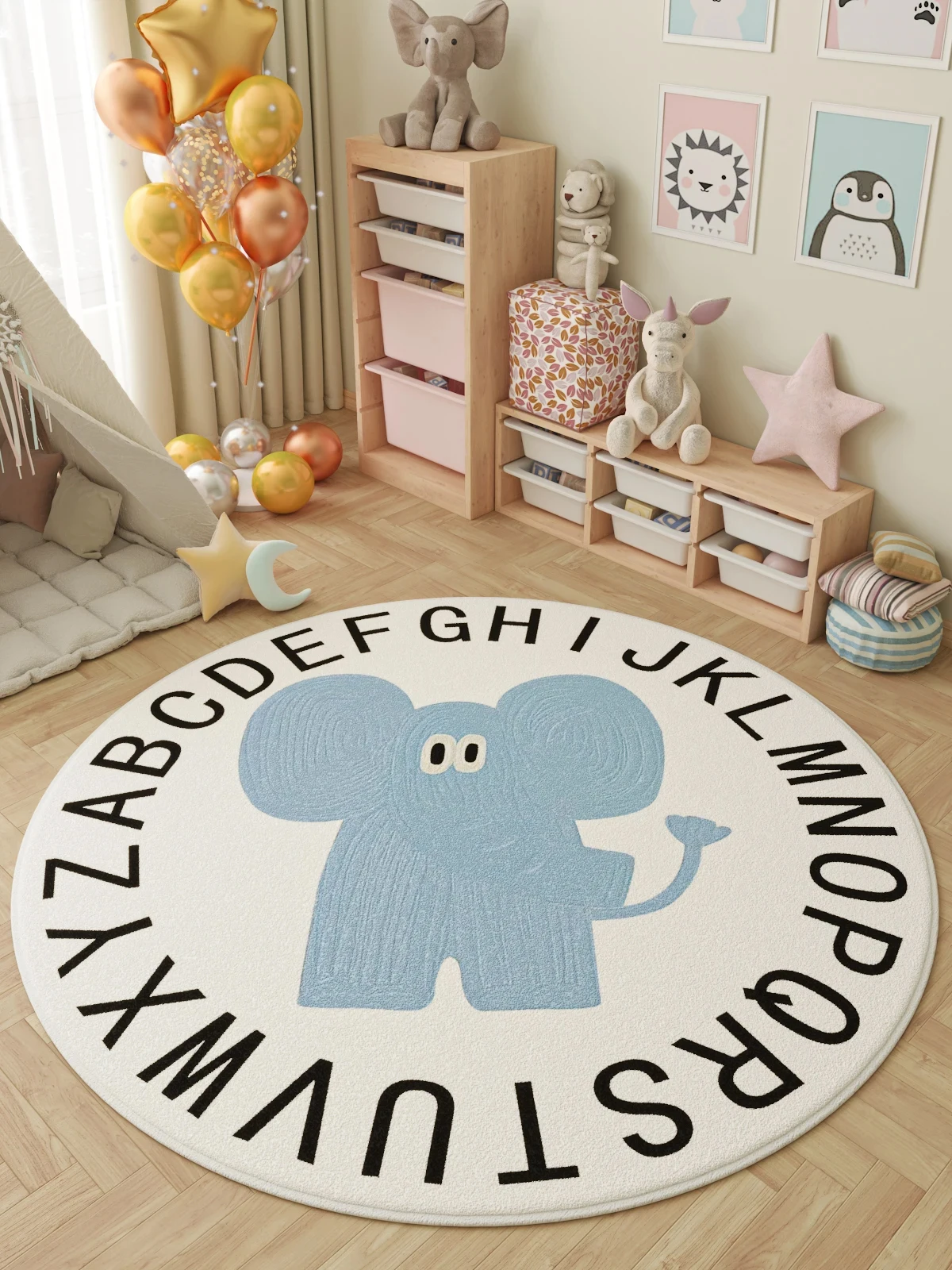 Cute Round Children\'s Girl\'s Room Bedroom Bedside Carpets Cartoon Animal Soft Living Room Decoration Carpet Letter Cloakroom Rug