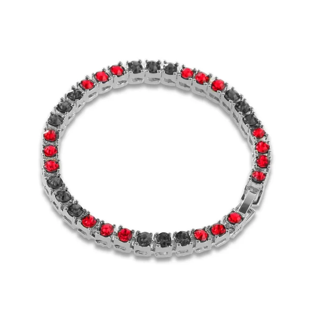 1 Row 5mm Round Zirconia Tennis Bracelet For Women/men 8/9/10inch Rhinestone Chain Gold Color Black Red Hip Hop Wedding Jewelry