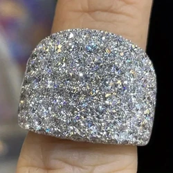 Huitan Bling Bling Crystal Cubic Zirconia Rings Gorgeous Wedding Band Accessories for Women Luxury Silver Color Female Jewelry