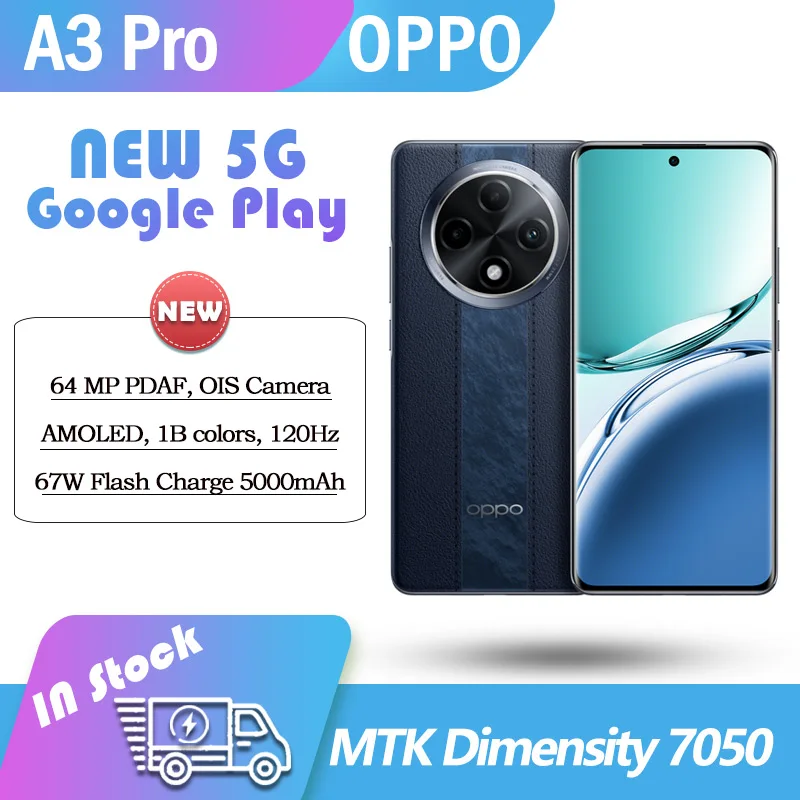 NEW Original OPPO A3 Pro 5G Google Play 5000mAh 67W SuperVOOC Dimensity 7050 6.7 Inch OLED 120Hz 64MP Main Camera OTA Update