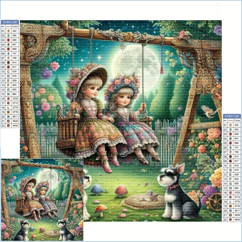 

Алмазная картина 2025, вышивка бриллиантами, викторианский сад с милыми маленькими девочками, искусство и ремесла, ювелирные изделия, вышивка крестиком, настенное искусство